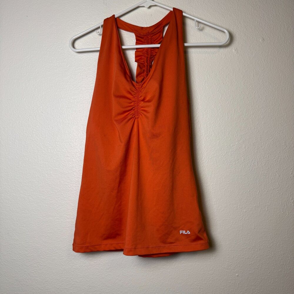 Fila Orange Ruched Athletic Racerback Top Womens US 2